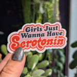 Girls just wanna have serotonin, funny mental health stickers for kindle, dark humor gifts for her, trendy stickers, aesthetic stickers for