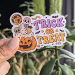 Trick or treat sticker for kids school, Halloween stickers for water bottle, spooky season gift for niece, fall theamed gifts for daughter
