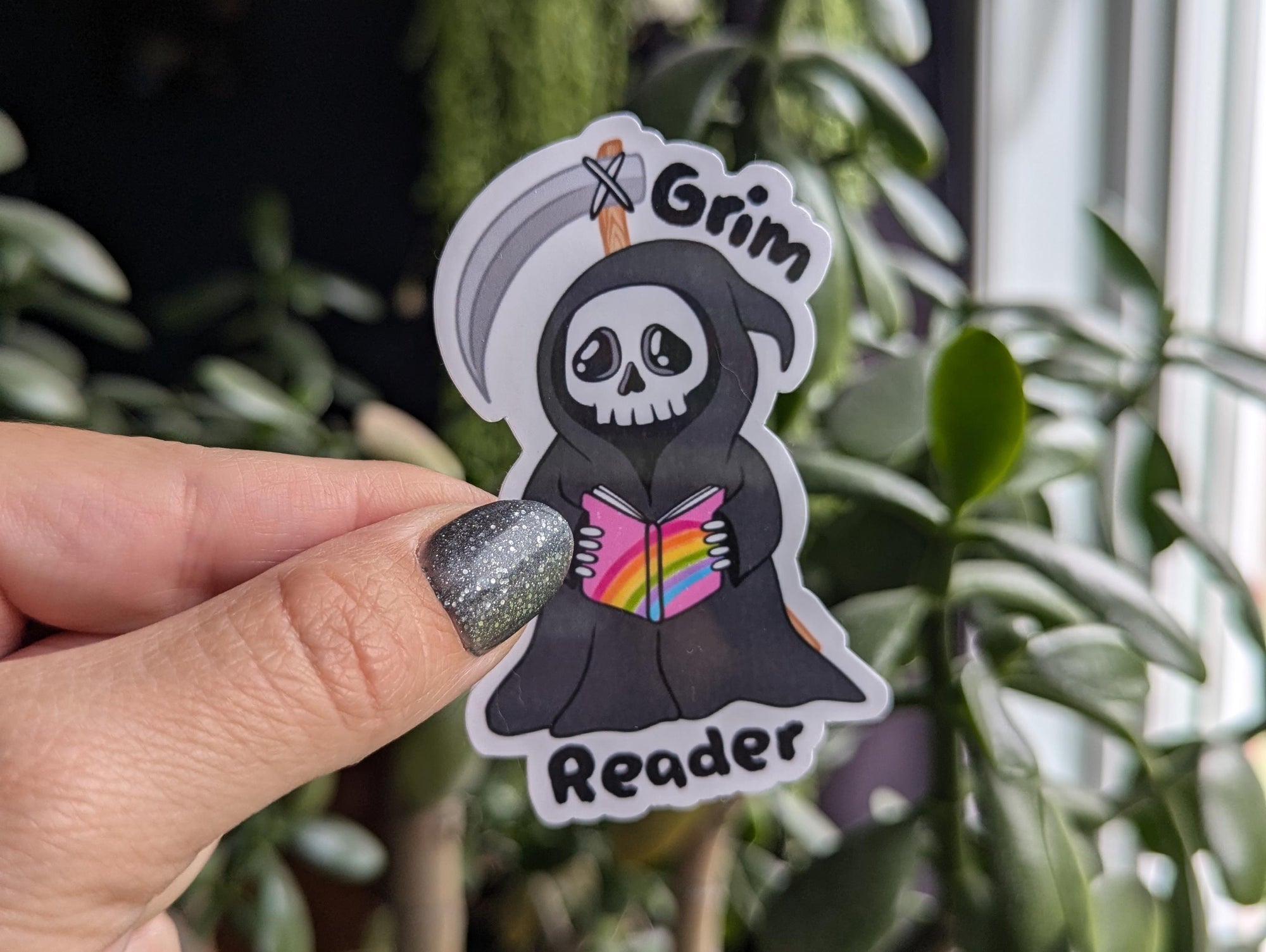Grim reader, bookish stickers for kindle, book gifts for book lovers, morally grey stickers for her, booktok merch, smut reader gift for