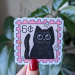 Cute Black Cat Stamp Vinyl Sticker