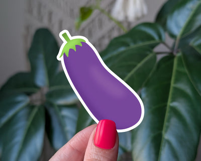 Purple eggplant sticker, minimalist eggplant vinyl sticker, food themed vinyl decal for water bottle, laptop stickers, journal stickers
