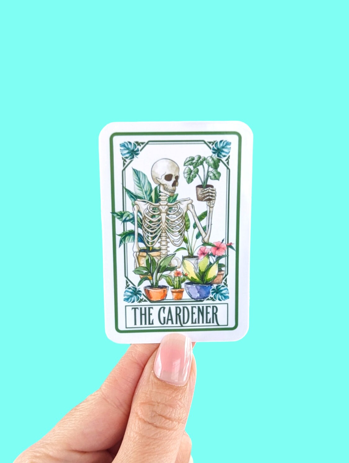 The gardener sticker, tarot card sticker, water bottle sticker, gift for gardener, plant lover gift, laptop stickers, outdoor garden art