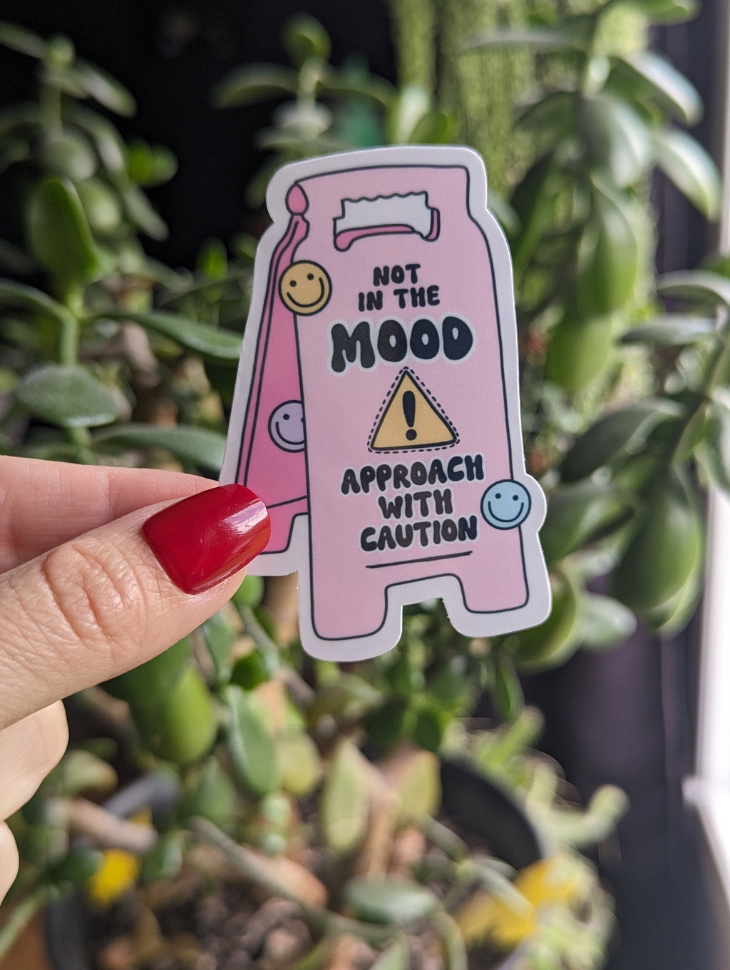 Not in the mood approach with caution, moody stickers for water bottle, sassy gifts for women, snarky stickers for girls, wet floor sign