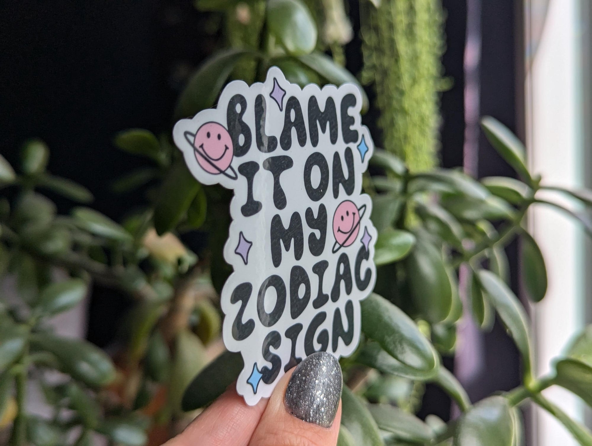 Blame it on my zodiac sign sticker, funny astrology vinyl sticker, horoscope lover gift, cute planet sticker for water bottle, laptop decal