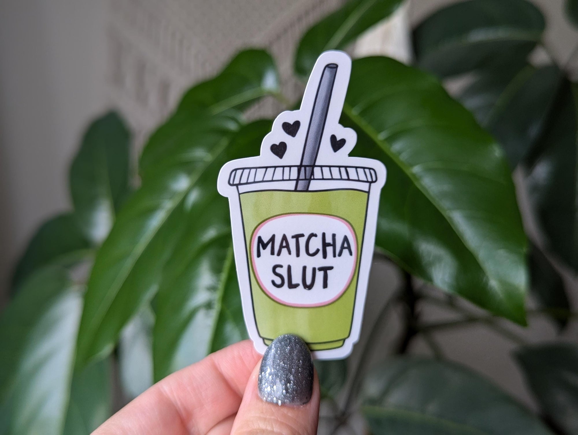 Matcha slut sticker, matcha latte sticker for water bottle, matcha lover gift, green tea sticker, girly aesthetic stickers for laptop, drink