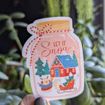 Let it snow sticker, winter scene snow globe, cute holiday stickers for Christmas, stocking stuffers, laptop stickers, cute gift for teen