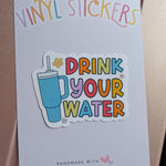 Drink your water stickers for tumblers, motivational stickers for hydroflask, stay hydrated sticker for water bottle, gym gifts for women