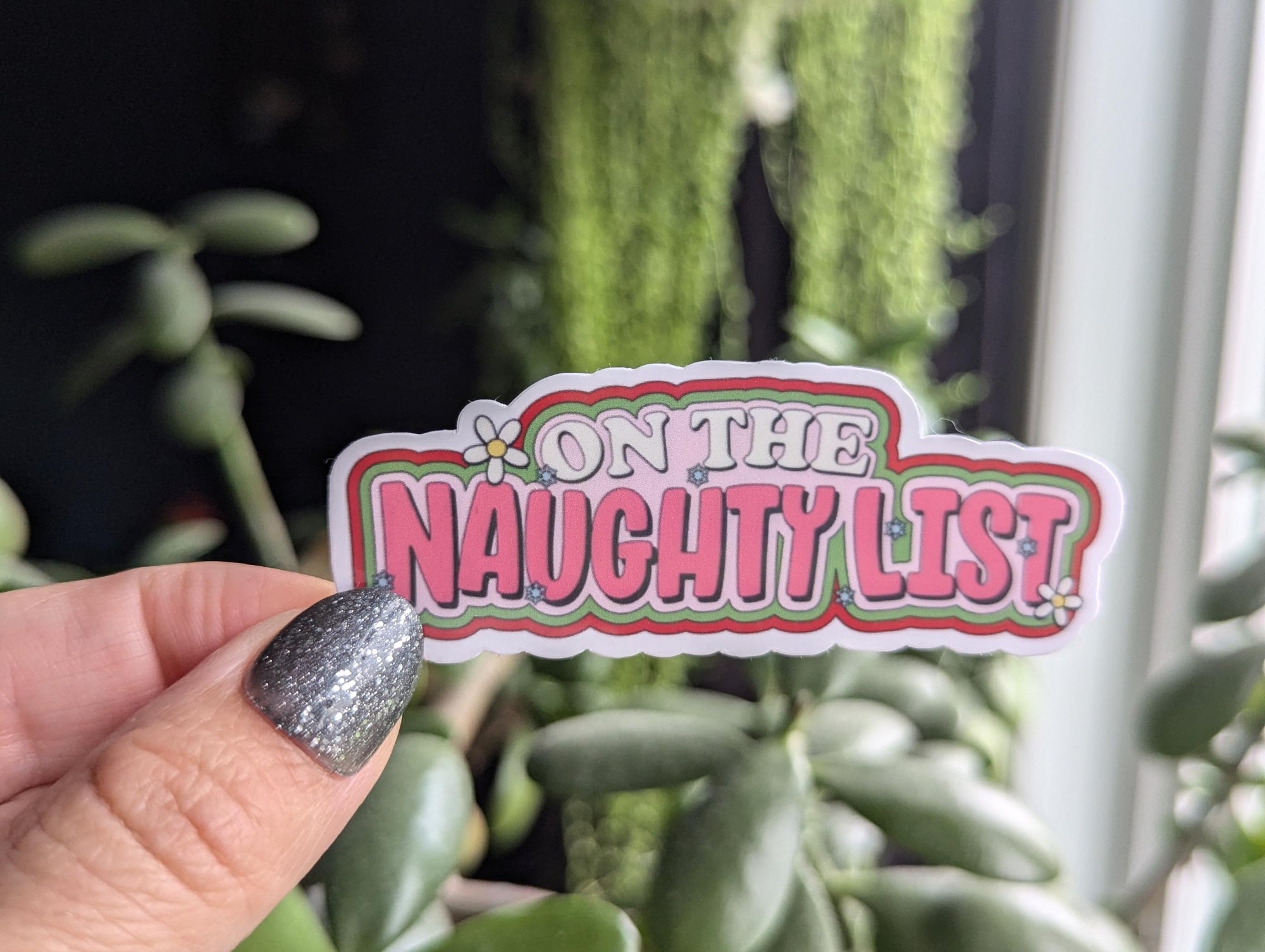 On the naughty list sticker, funny Christmas stickers, Santa list, holiday stickers for laptop, bookish stickers for kindle, stocking gifts