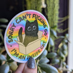 Can't go I'm an inside cat, funny introvert stickers for water bottle, anti social sticker for laptop, mental health sticker, cat lover gift