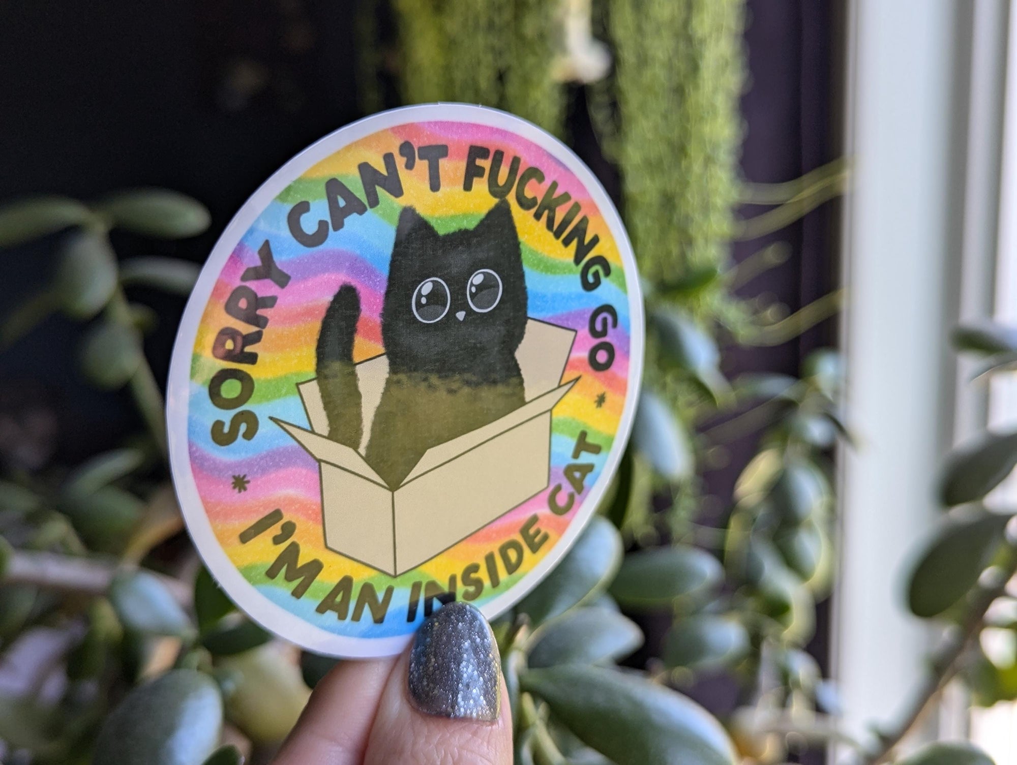 Can't go I'm an inside cat, funny introvert stickers for water bottle, anti social sticker for laptop, mental health sticker, cat lover gift