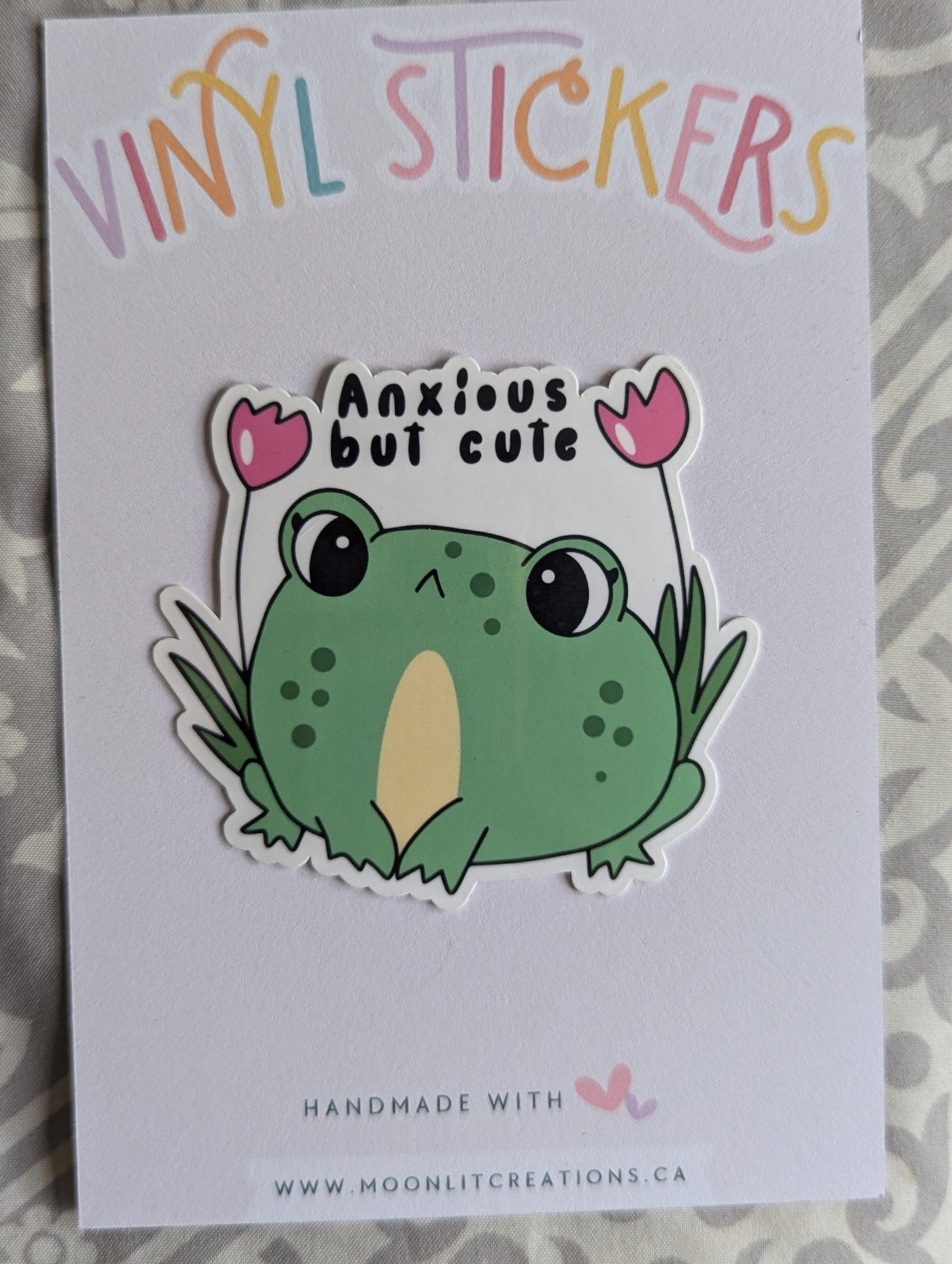 Anxious but cute frog sticker for kindle, anxious girly, mental health stickers for hydroflask funny, funny gift for sister, trendy stickers