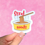 Send noods, ramen sticker, funny stickers adult, food lover gift, sarcastic stickers for kindle, pun stickers for water bottle, foodie gift