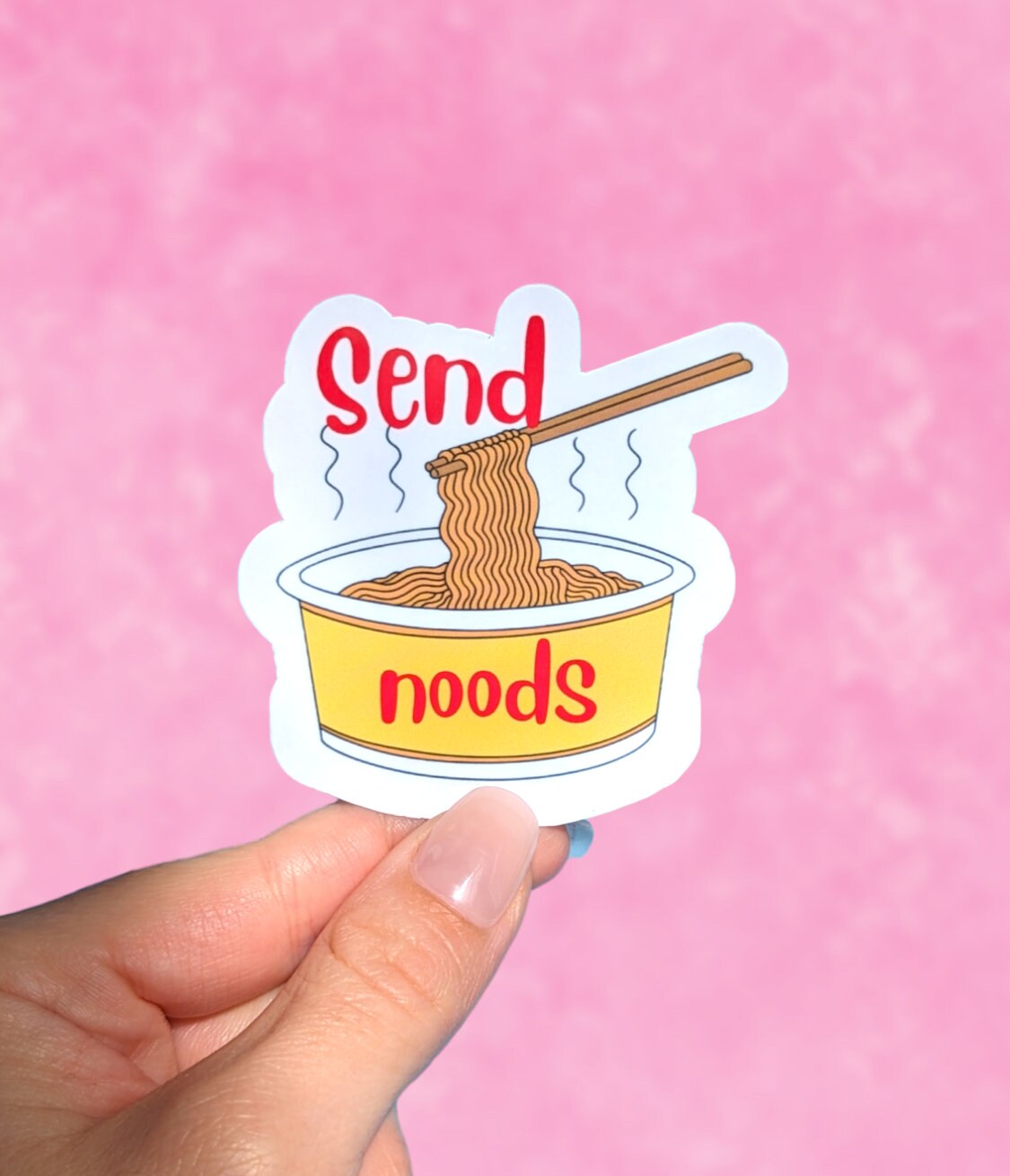 Send noods, ramen sticker, funny stickers adult, food lover gift, sarcastic stickers for kindle, pun stickers for water bottle, foodie gift
