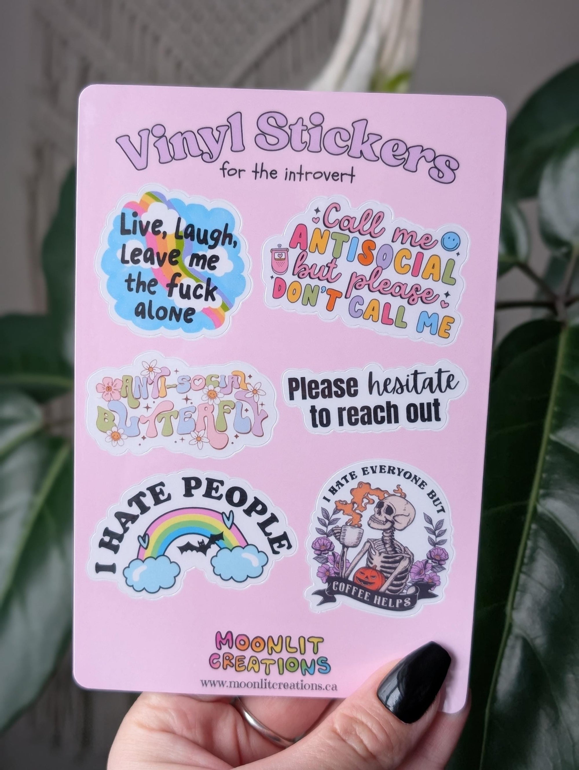 Funny introvert vinyl sticker sheet, anti social stickers for laptop, gap filler stickers for introverts, I hate people, call me antisocial