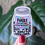 Jar of Fucks Vinyl Sticker