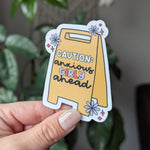 Anxious girly stickers for water bottle, caution stickers for hydroflask funny, anxiety sticker for her, girl stickers for kindle, cute gift