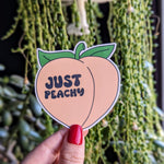 Just peachy sticker, peach stickers for phone case, retro stickers for hydroflask funny, positivity sticker for laptop aesthetic, cute gift