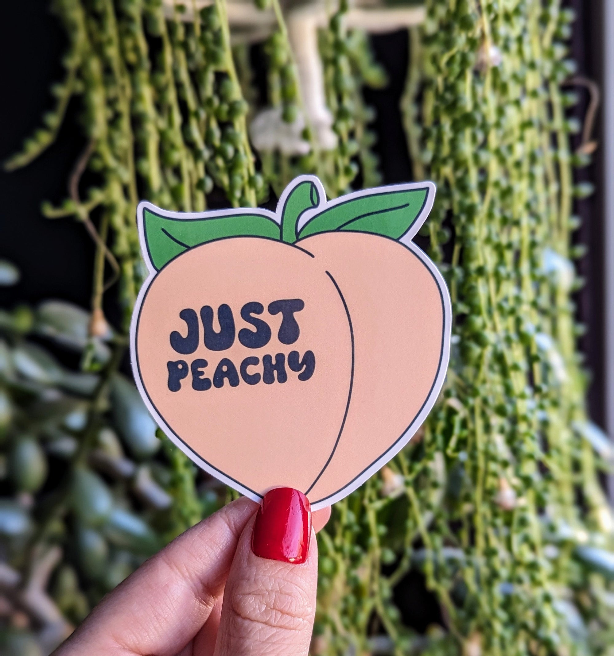 Just peachy sticker, peach stickers for phone case, retro stickers for hydroflask funny, positivity sticker for laptop aesthetic, cute gift