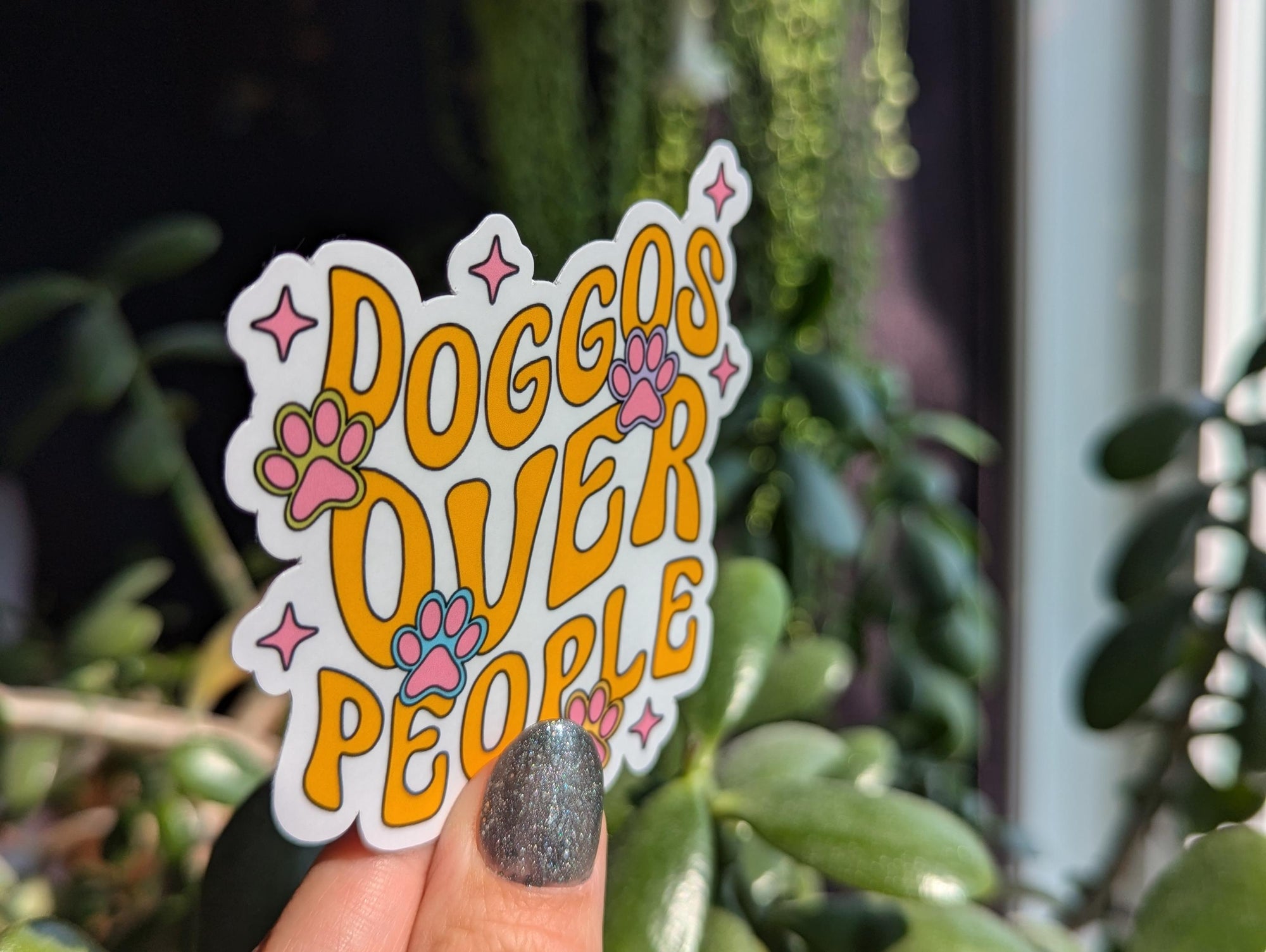 Dogs over people sticker, dog gift for dog owner, small gift for animal lover, introvert stickers for water bottle, pet stickers for laptop