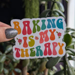 Baking is my therapy, baking lover gift, bake sticker for laptop, small gift for cook, bakery stickers, aesthetic stickers for water bottle