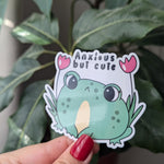 Anxious but cute frog sticker for kindle, anxious girly, mental health stickers for hydroflask funny, funny gift for sister, trendy stickers