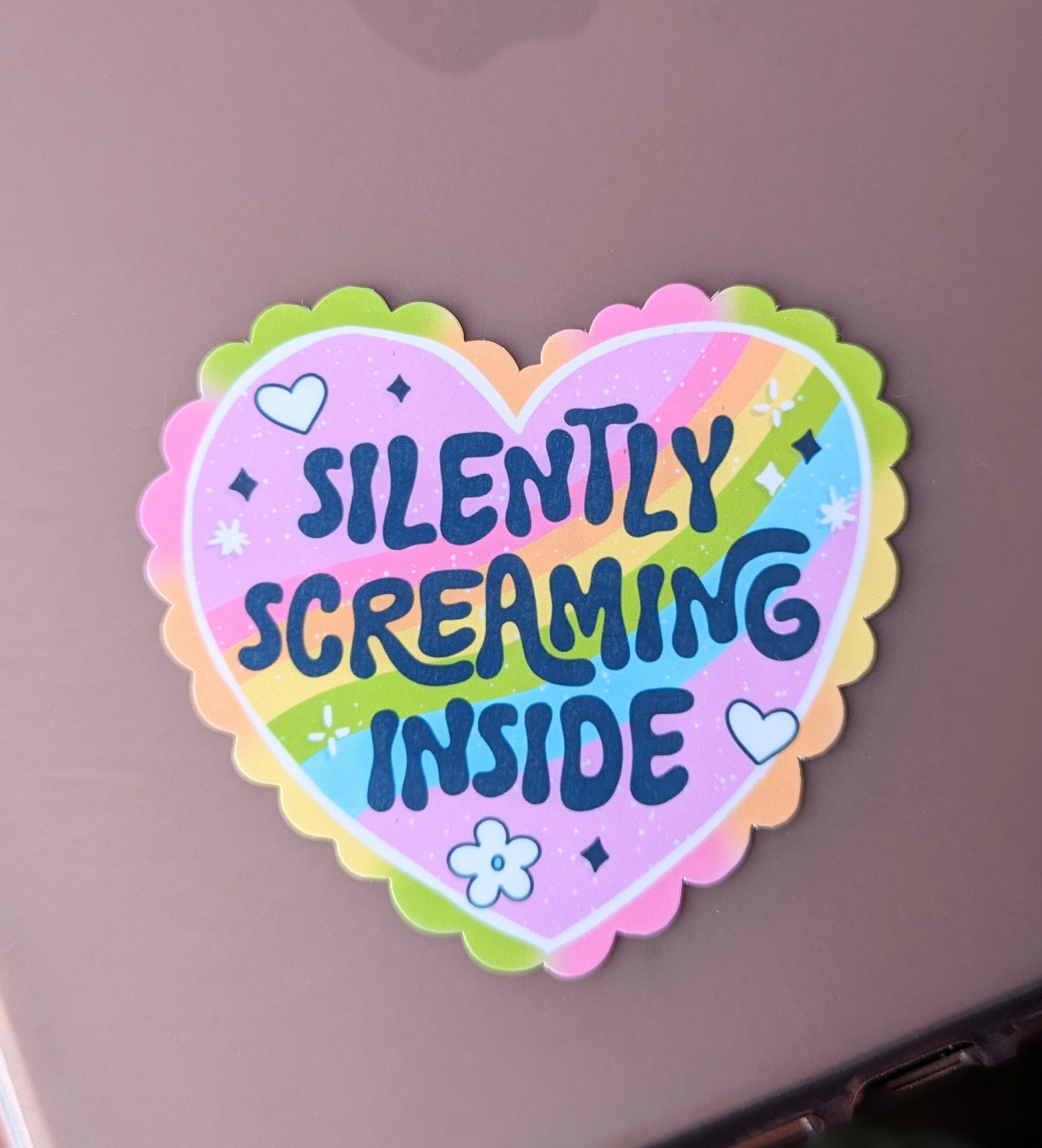 Silently screaming inside, mental health awareness sticker for laptop, funny mental health gift, depression sticker, colourful stickers for