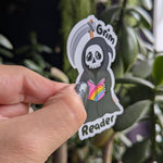 Grim reader, bookish stickers for kindle, book gifts for book lovers, morally grey stickers for her, booktok merch, smut reader gift for