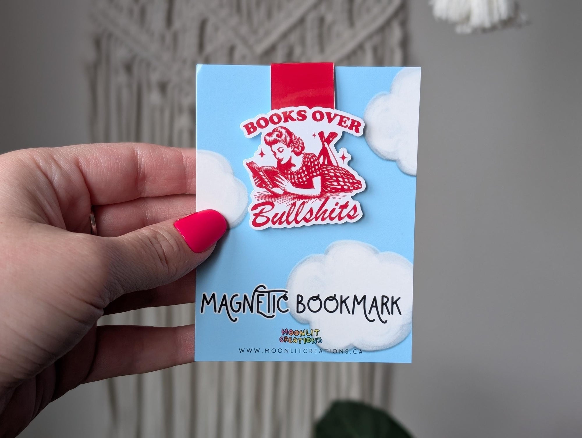 Books Over Bullshits Magnetic Bookmark for Book Lovers