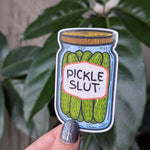 Funny pickle slut sticker, jar of pickles decal for laptops, food lover gift for pickle lovers, unique vinyl sticker