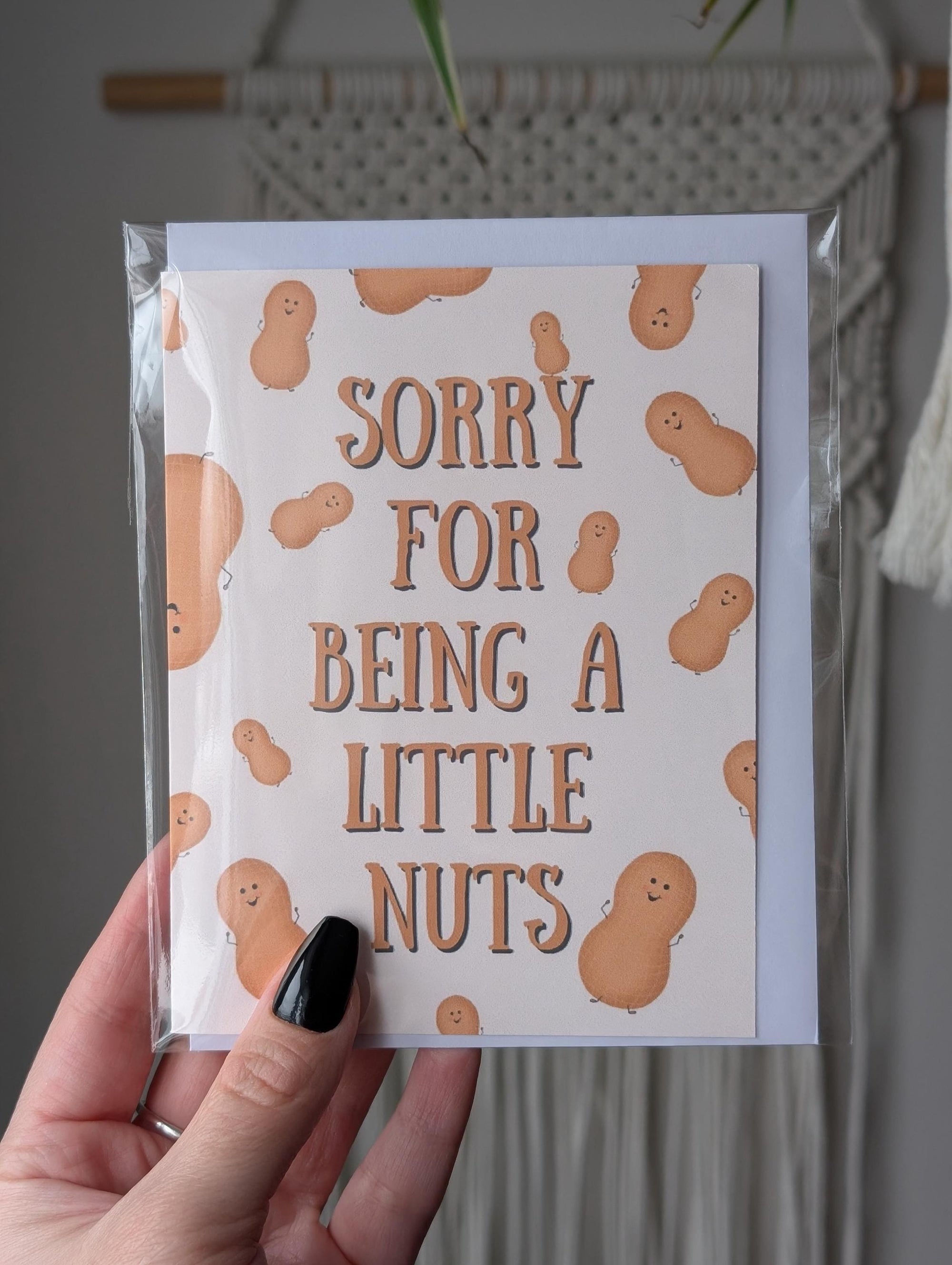 Sorry for Bring a Little Nuts, Funny Apology Card, Cute Peanut Greeting Card, Funny Sorry Card, Quirky Card for Girlfriend, Boyfriend