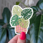 Monstera plant sticker for water bottle, tropical plant sticker for laptop, vinyl sticker for journal, houseplant lover gift for plant lover
