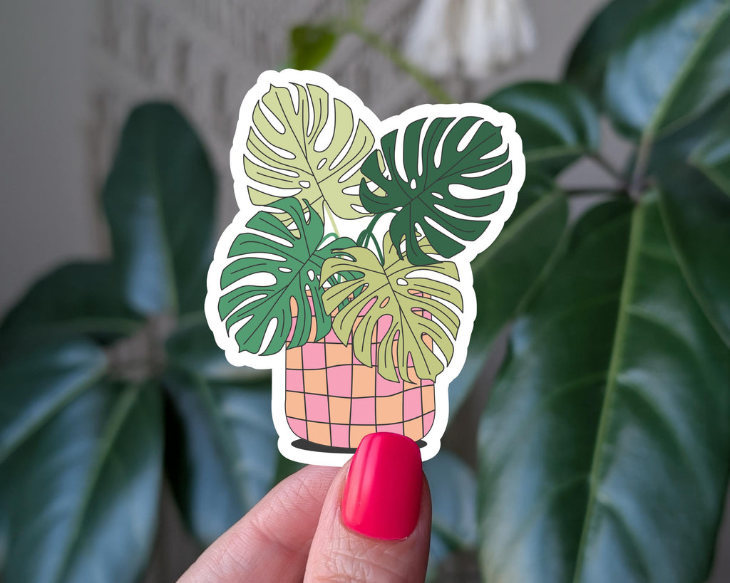 Monstera plant sticker for water bottle, tropical plant sticker for laptop, vinyl sticker for journal, houseplant lover gift for plant lover