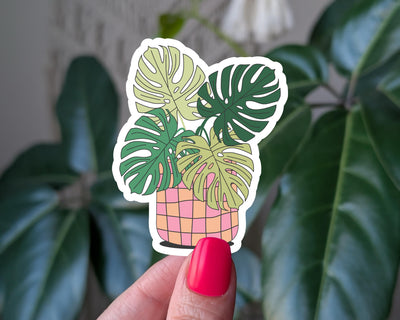 Monstera plant sticker for water bottle, tropical plant sticker for laptop, vinyl sticker for journal, houseplant lover gift for plant lover