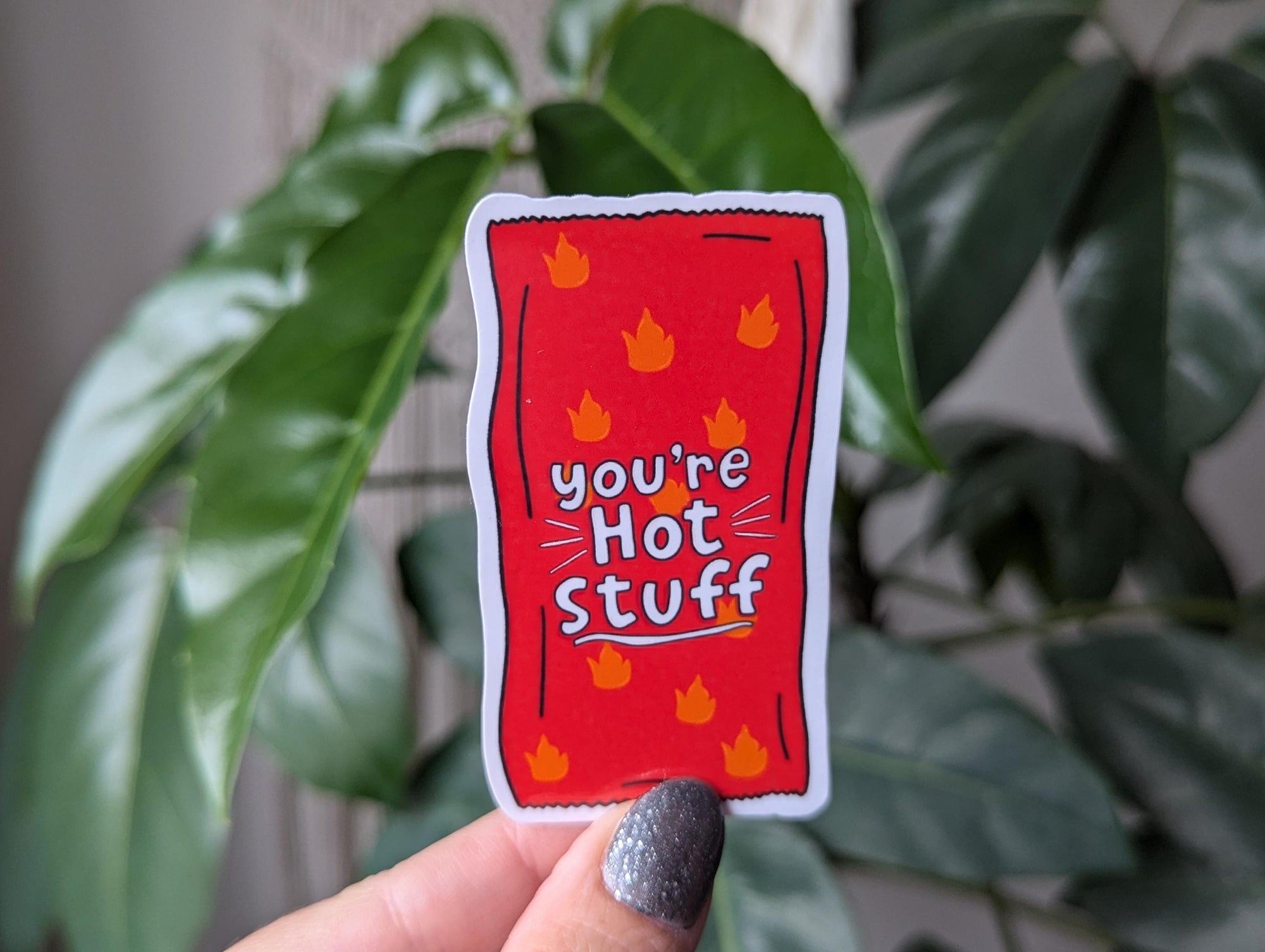 You're hot stuff sticker, spicy chips sticker, funny stickers for water bottle, small gift for girlfriend, spicy food sticker, food gift for