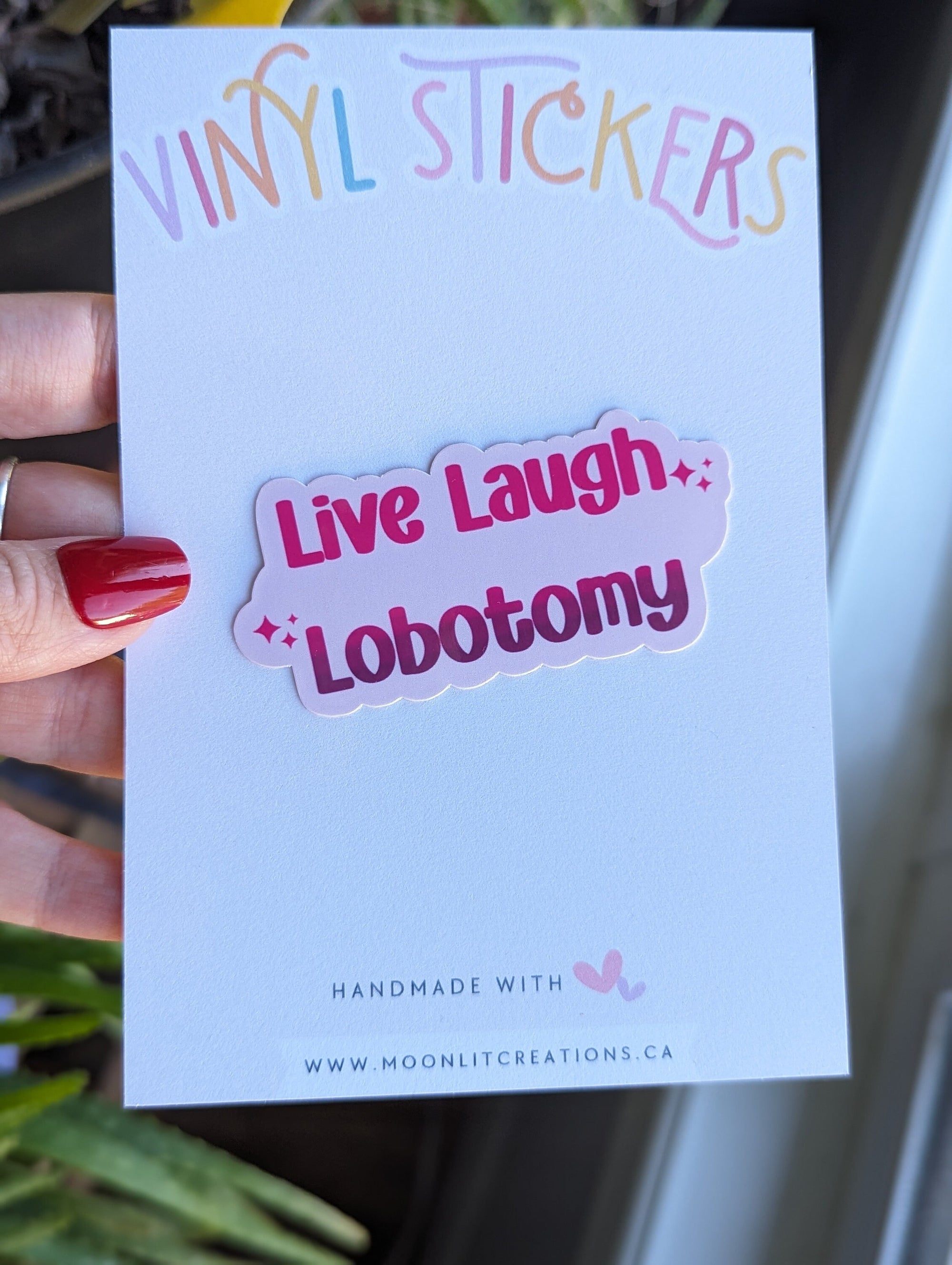live laugh lobotomy sticker for hydroflask funny, mental health stickers for water bottle, dark humor gifts for women, sarcastic sticker for