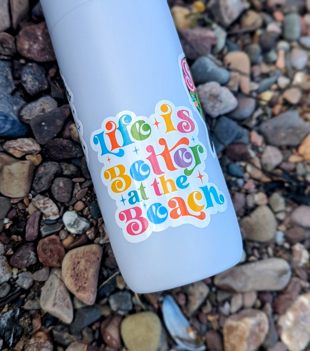Life is better at the beach, positive quotes stickers for hydroflask, summer stickers for laptop, tumbler accessories, beach lover gift