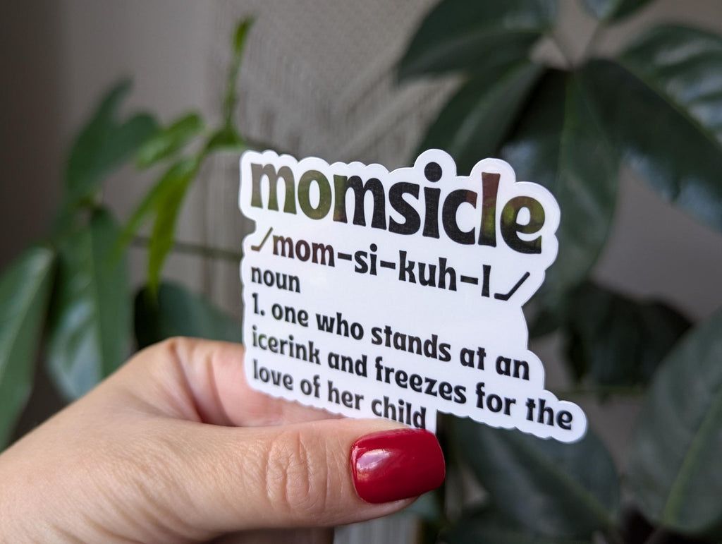 Momsicle, hockey mom stickers for coffee mug, funny stickers for water bottle, ice rink mom, proud mom, small gifts for mother, sports merch