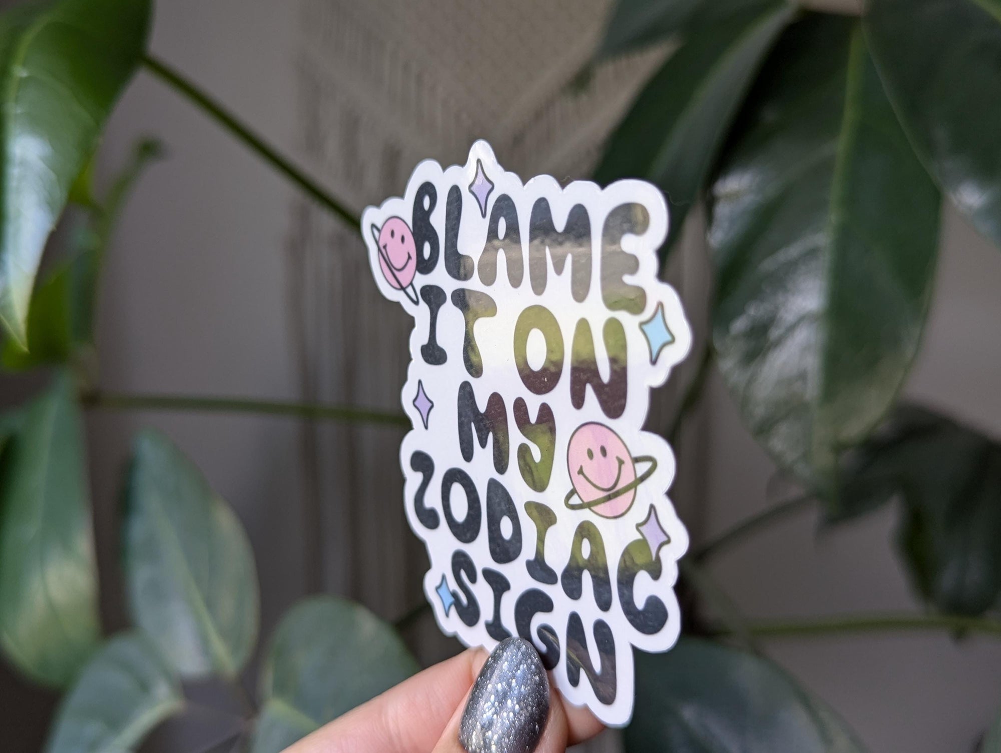 Blame it on my zodiac sign sticker, funny astrology vinyl sticker, horoscope lover gift, cute planet sticker for water bottle, laptop decal