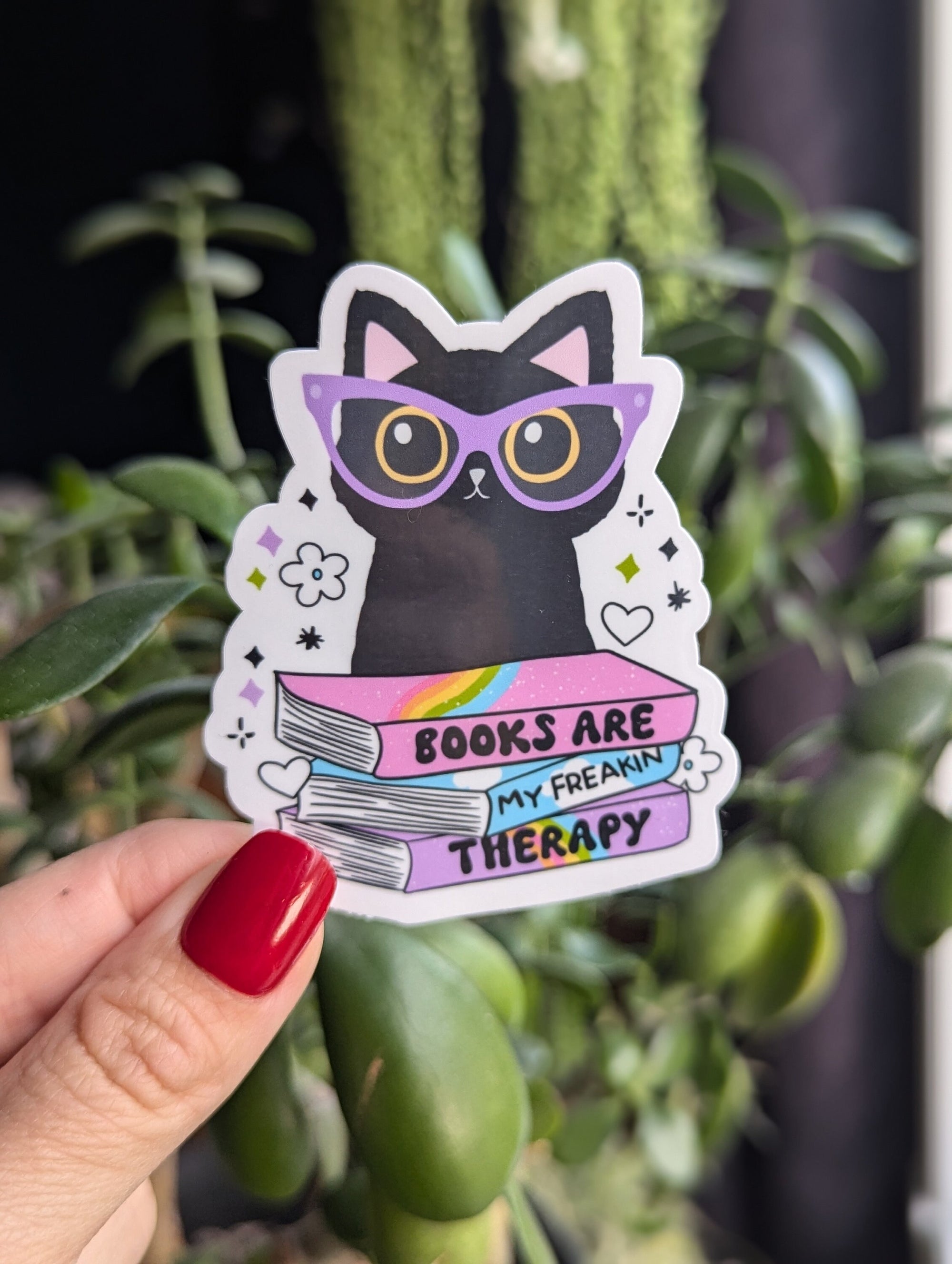 Books Are My Freaking Therapy Vinyl Sticker