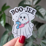 Boo-Jee, cute ghost stickers for water bottle, chic gifts for women, Halloween stickers for kindle, trendy stickers for her, small gift for