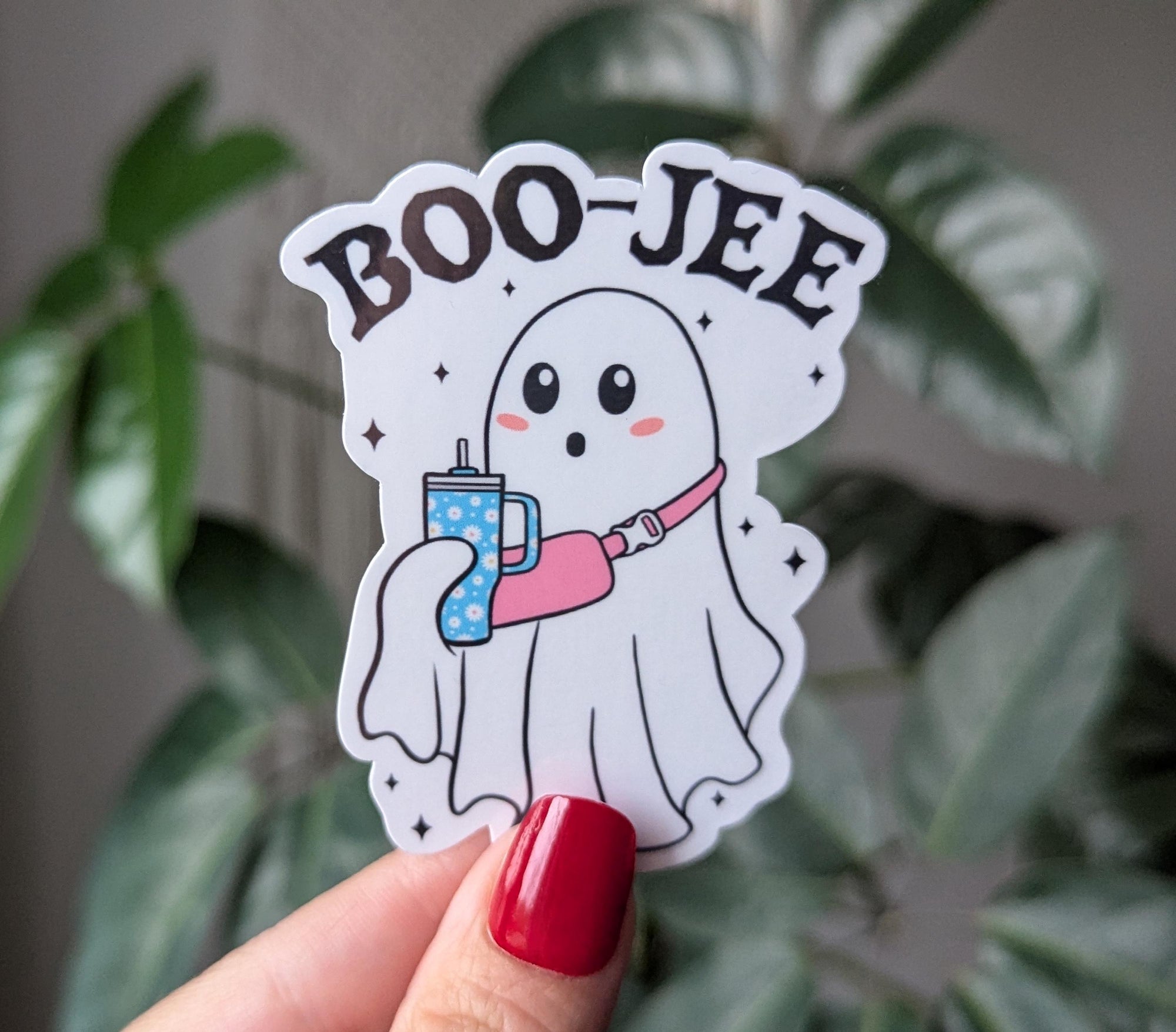 Boo-Jee, cute ghost stickers for water bottle, chic gifts for women, Halloween stickers for kindle, trendy stickers for her, small gift for