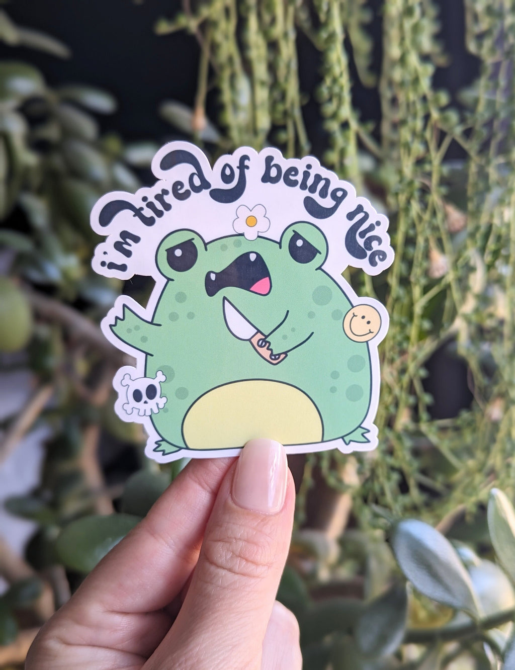 Angry frog, cute frog stickers for hydroflask funny, humorous stickers for phone case, kawaii frog stickers for water bottle, cute gift for