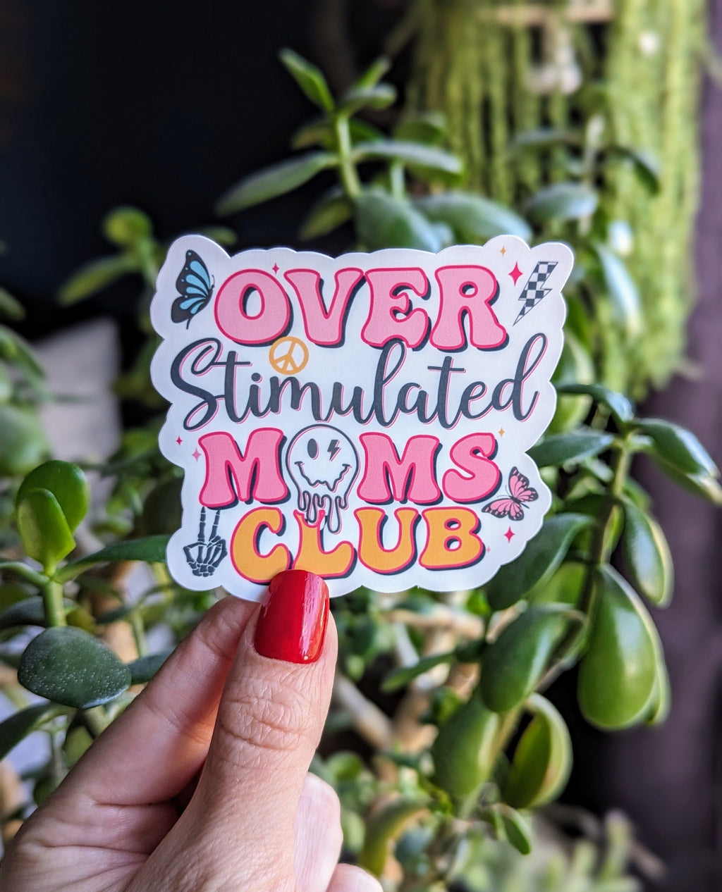 Overstimulated mom's club sticker, funny mom stickers for water bottle, tumbler accessories, sarcastic gifts for moms, mental health sticker