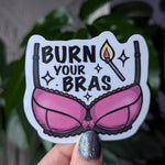 Burn your bras, feminist stickers for water bottle, female stickers for tumblers, breast stickers for hydroflask, funny stickers adult