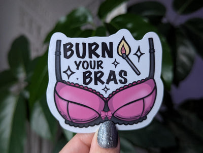 Burn your bras, feminist stickers for water bottle, female stickers for tumblers, breast stickers for hydroflask, funny stickers adult