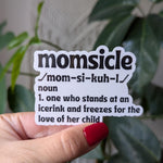 Momsicle, hockey mom stickers for coffee mug, funny stickers for water bottle, ice rink mom, proud mom, small gifts for mother, sports merch