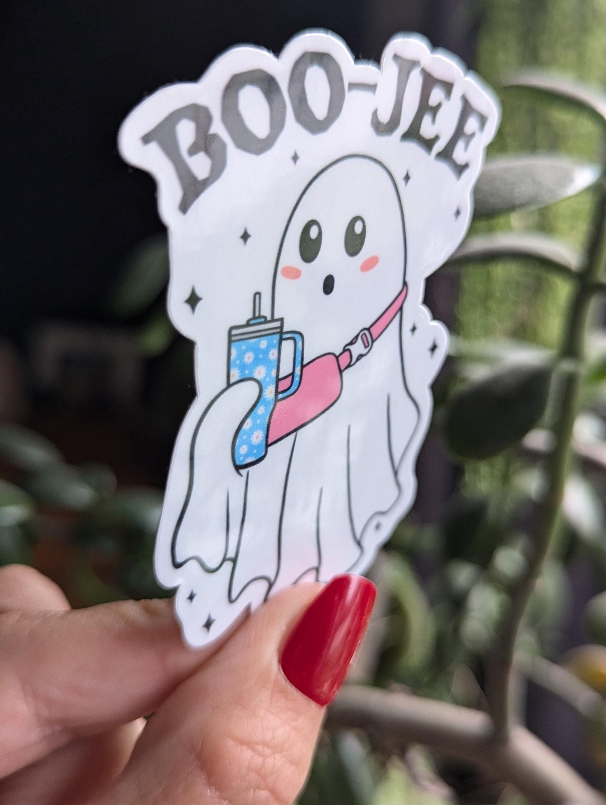 Boo-Jee, cute ghost stickers for water bottle, chic gifts for women, Halloween stickers for kindle, trendy stickers for her, small gift for