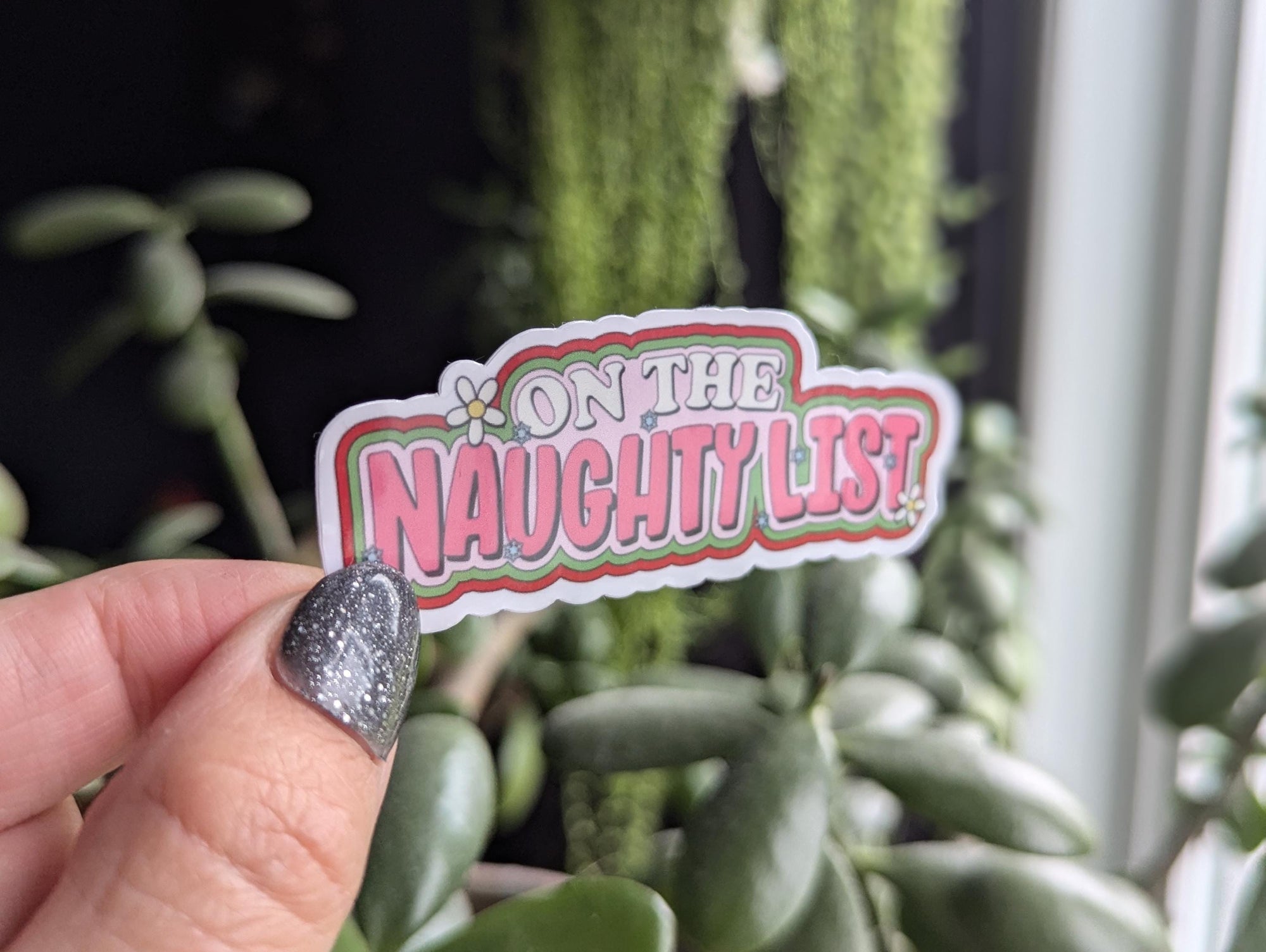 On the naughty list sticker, funny Christmas stickers, Santa list, holiday stickers for laptop, bookish stickers for kindle, stocking gifts