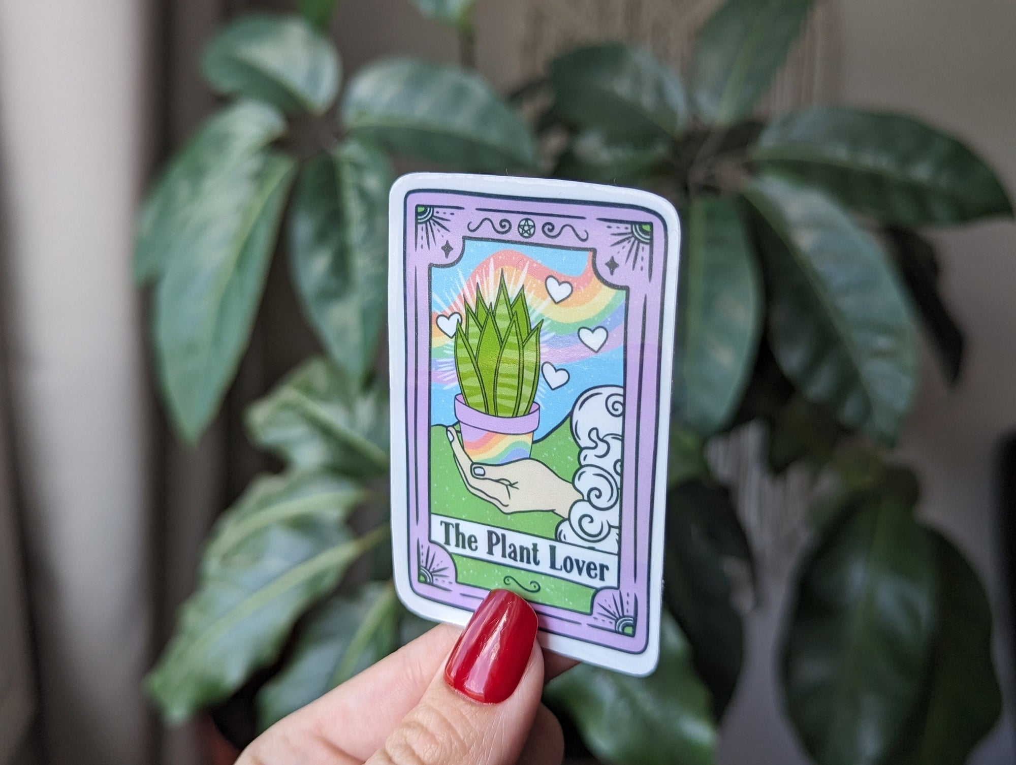 the plant lover tarot card, funny sticker for phone case, cute gift for plant lover, witchy gifts for women, witchcraft stickers for kindle