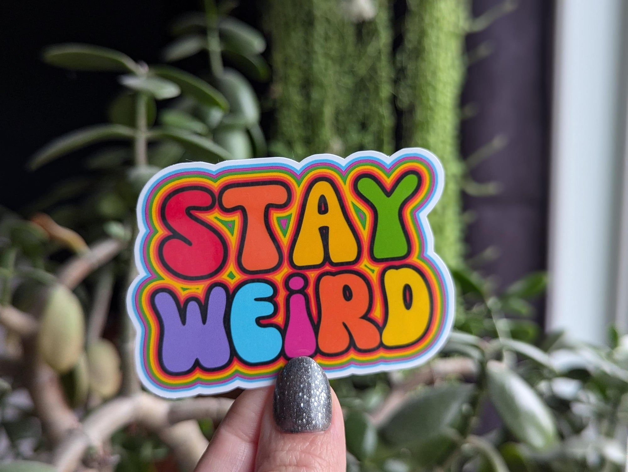 Stay weird sticker for laptop, trippy stickers for water bottle, be yourself, motivational sticker for planner, hippie stickers for tumblers